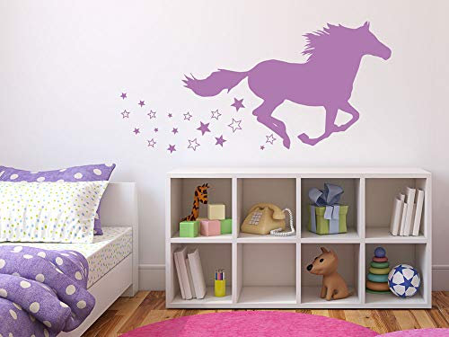 GRAZDesign Wandtattoo Pferd mit Sterne | Wandaufkleber Kinderzimmer für Mädchen 82x40cm