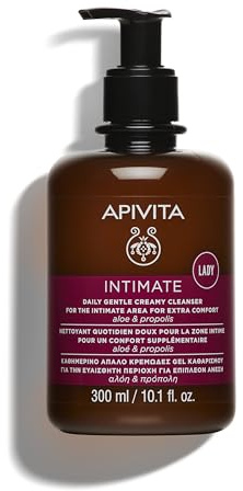 APIVITA Intimate Feminine Wash | pH-Balancing Gentle Creamy Cleanser with Aloe & Propolis, 300 mL / 10.1 oz