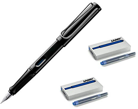 Lamy Safari Füllhalter 1219679 Kunststoff 019 M Black (schwarz + 10 Patronen)