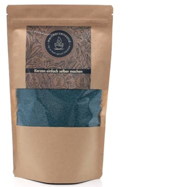KERZENSAND Wachsgranulat 400g inkl. 3 Docht - Palmwachs Kerzengranulat - universal einsetzbar - kreativ - vielseitig - dekorativ - Farbe: Türkis