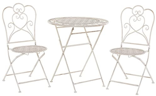 Beliani Garten Bistro Set Balkonset Balkonmöbel beige 2 Stühle Klapptisch Metall Trieste
