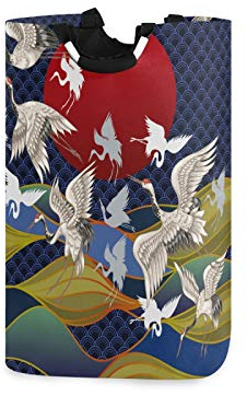 Mnsruu Panier à linge pliable avec poignée pour grues japonaises