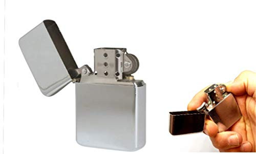 ARMERIAONLINE SINCE 1999 Accendino Atomic Tipo a Benzina Vintage Ricaricabile 4 x1,5 x 6cm Cromato Liscio