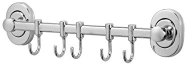 BM 4417 Barra Multifunzionale a Parete in Acciaio Inossidabile Lega di Zinco Portautensili Cucina Portasciugamani Bagno con 5 Ganci Finitura Cromata Lucida di Alta Qualità