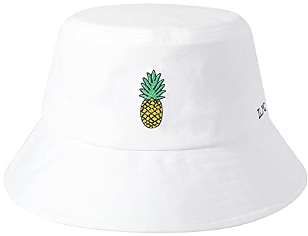 ZLYC Männer Frauen Sommer Fischerhüte Obst Hut, Ananas, Weiß, One Size