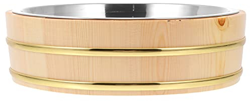 BESTonZON Holz Sushi Reis Schüssel Hangiri Sushi Oke Sushi Reis Mischen Badewanne Teller Obst Tablett Platte 25Cm