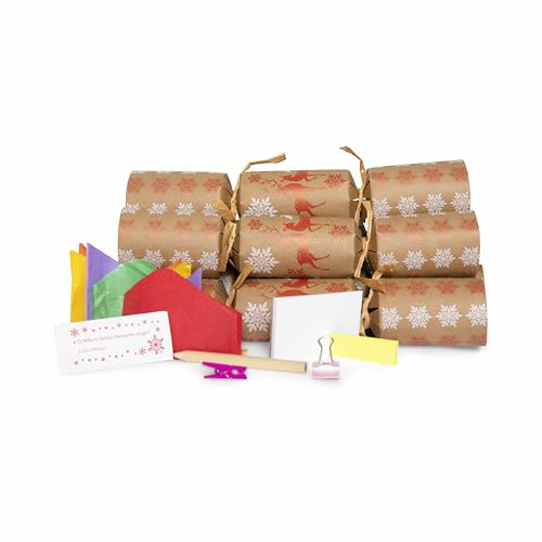 Bespoke 77 Plastic Free/Eco Friendly Kraft Christmas Crackers 10 - Reindeer & Snowflake Print -1 case of 50