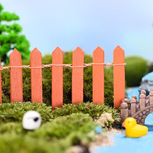 Duories 1 Mini clôture en Bois 90 cm x 5 cm Décoration Jardin Petite clôture en Bois pour Bricolage Clôture fée Miniature pour bonsaï,modélisme,Maison poupée,Terrarium,Jardin fées,Pot Fleurs,Orange