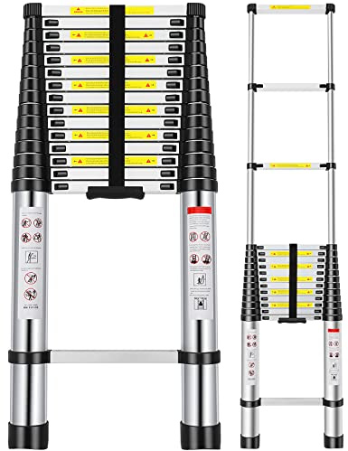 Telescoping Ladder, 20.3FT Aluminum Extension Ladder with 2 Replacement of Non-Slip Rubber Cover, Telescopic Ladder Portable Collapsible RV Ladder for Indoor Outdoor Work, 330 lb. Weight Capacity