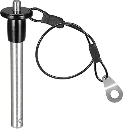 sourcing map 1 Stück Kugelsperrbolzen mit rundem Kopf (8mm x 51mm) 304 Edelstahl Griff Druckknopf Verriegelung Schnellspannstift mit 24cm Draht