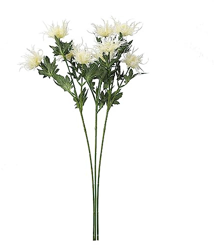 Bouquet di Fiori di Cardo Artificiale a 3 Rami, Piante di Eryngium Artificiali, Steli Lunghi Cardi Finti Mazzo Simulazione Agrifoglio Marino Tocco Reale Decorazione Vegetale Finta Bouquet da(Bianco)
