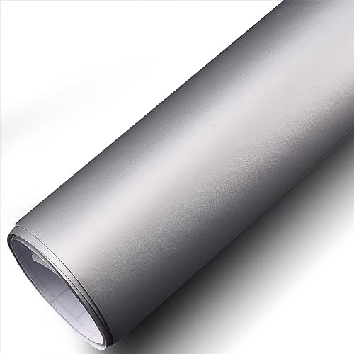 COYOUCO Vinyl-Autofolie Matt Metallic Premium Selbstklebende Ersatz-Fahrzeug-Folienrolle mit dehnbaren DIY-Aufklebern mit Luftfreigabe,Silber,50 * 100cm