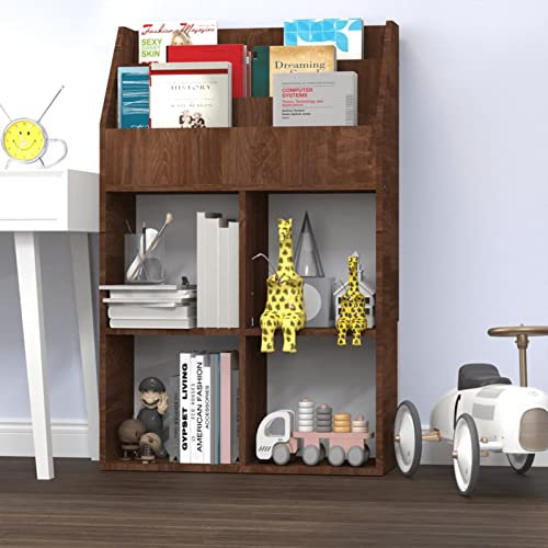 Homgoday Zeitungsständer für Kinder, braune Eiche, 71 x 30 x 114 cm, Holz, platzsparend, Outdoor-Möbel für Balkon, Wohnzimmer, Büro, Schlafzimmer, Badezimmer
