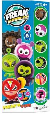 Freak Marbles 2218459 Totem Pack Grün, Sammelmurmeln 6er Set, inkl. seltener Überraschungsmurmel, Murmeln zum Sammeln, Mixen, Tauschen und Spielen für Kinder ab 4 Jahren, deutsche Edition