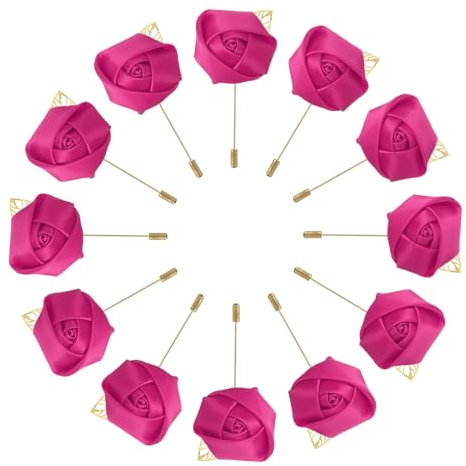 sourcing map 12Stk Bräutigam Ansteckblumen Rose Anstecker für Männer Hochzeit Zeremonie Jahrestag Formales Abendessen Party Rosenrot