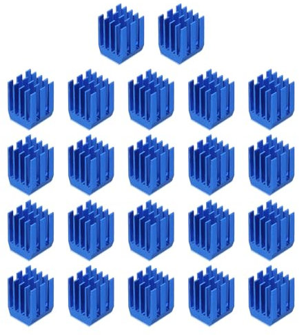 QUARKZMAN 22pz 9x9x12mm Dissipatore Alluminio Radiatore Calore Bacino Raffreddamento con Fisso Sticker per Chip CPU, Potenza Transistor, FET, IC, Potenza Amplificatore, Blu