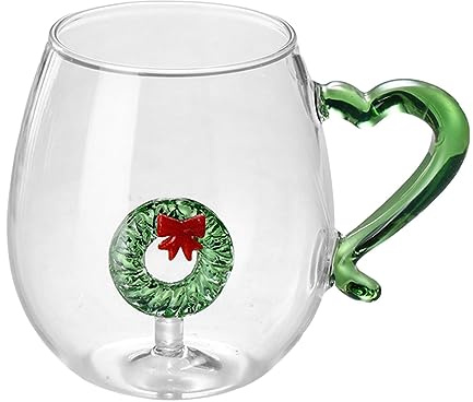 Duqulle Verre à vin avec Animal à l'intérieur - Tasses en Verre de Noël résistantes au Froid et à la Chaleur - Verre à Eau avec Motif, Tasses Robustes et durables pour l'eau, Le Lait et Les