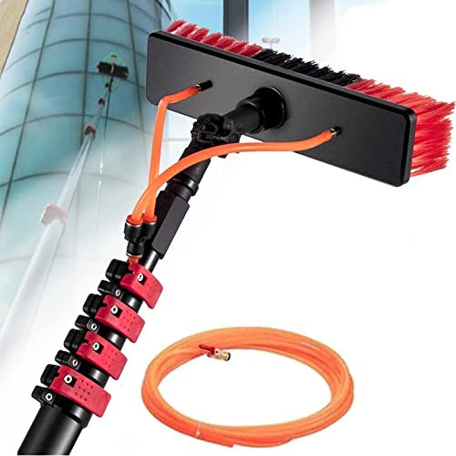 - Varilla telescópica combinada para limpiacristales con Poste de extensión de 11 m para Poste de Limpieza de Ventanas, Cepillo de Agua, Limpiador Extensible para Techo de Invernadero (Cabe