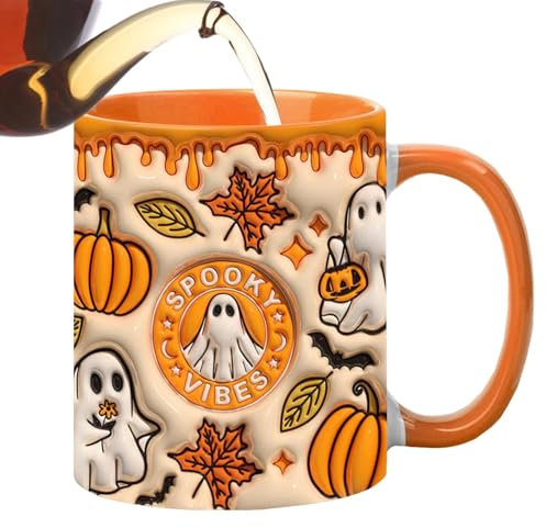 Geisterbecher, Geisterbecher aus Keramik - -Halloween-Tasse mit,Espressotasse aus Keramik, 350 ml, gruselige Teetasse für Tischdekoration zu Hause, in der Schule
