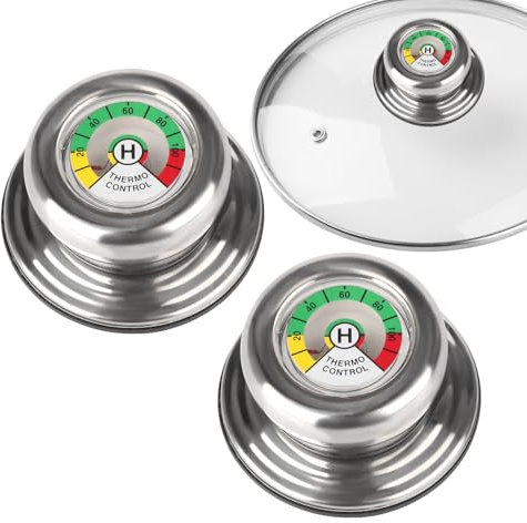 2 Stück Topfdeckelgriff mit Thermometer, kompatibel mit AMC Töpfen und Pfannen Ersatz Topf Griff Thermometer Thermo Deckelknopf Deckelgriff Ersatz für Thermometer Topfdeckelgriff