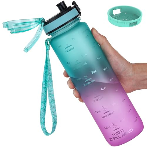 GOPPUS 1L/32oz Trinkflasche, Sport Trinkflasche, [BPA-frei Tritan] 1L/500ML/750ML Auslaufsicher Sport Wasserflasche, Sportflasche für Fahrrad, Camping, Yoga, Gym (1 Flasche)