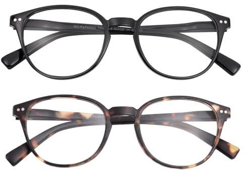 SKYWAY Blaulichtfilter Brille ohne Stärke Damen Herren, Klassische Leichte Runde Blaulicht Brille Blue Light Glasses Computerbrille Gaming Brille mit Federscharnier