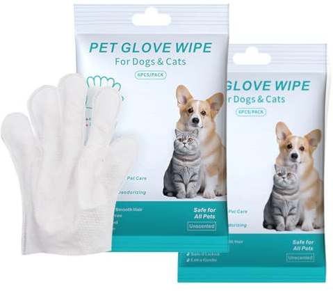 WeddHuis Gants de Nettoyage pour Animaux de Compagnie - Chien et Chat - Gants Lavants (Visage, Oreilles, Yeux, Pattes) pour Soin Quotidien et Voyages - sans Rinçage