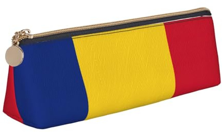 DRTGEDS Flag Of Romania Fashion Pencil Case,Portable Pen Pouch,Stationery Zipper Cute Storage Bag,For Office,Travel, White, One Size, Fashion
