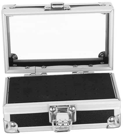KAILIKETIY Portable Nail Drill Bits Storage Case with Multiple Holes Aluminium and Acrylic Nail Bits Organizer and Practice Black Compact Box