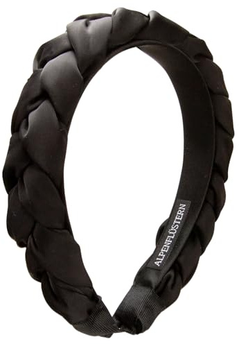 Alpenflüstern Trachten-Haarreif Satin Flechtoptik - Damen Haarschmuck rutschfest, Haarband geflochten fürs Dirndl (schwarz) ADV159