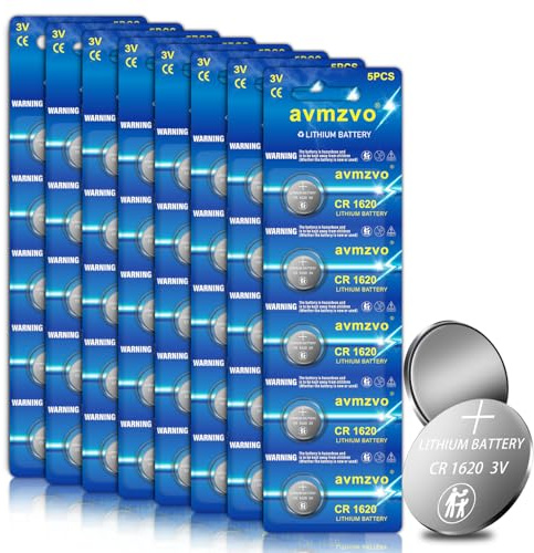 avmzvo Batterien Knopfzellen CR1620, 40 Stück, Lithium Coin, 3V