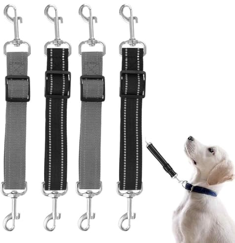 DIFLAX 4 Stück Hundeleine,Hunde Leine Kurz,Hundehalsband Clips,Reflektierende Nylon Schleppleine,Verstellbarer Haustier Hundehalsband,Hunde Schleppleine mit 2 Karabiner,für Hundewelpen Lauftraining