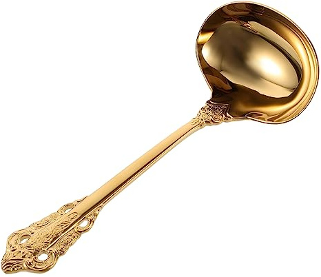 CLISPEED Louche De Cuisine Acier Inoxydable Doré Louche à Soupe Multi-usage Ergonomique Résistante Et Pour Service Et Cuisson Accessoire De Table Chic Pour Repas Western
