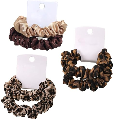 DIFLAX 6 Stück Weich Haargummis Scrunchies, Leoparden Haargummis Scrunchies, Premium Elastische Haargummis mit Luxusdiamanten, Pferdeschwanzhalter Frauen Haarschmuck für Damen und Mädchen