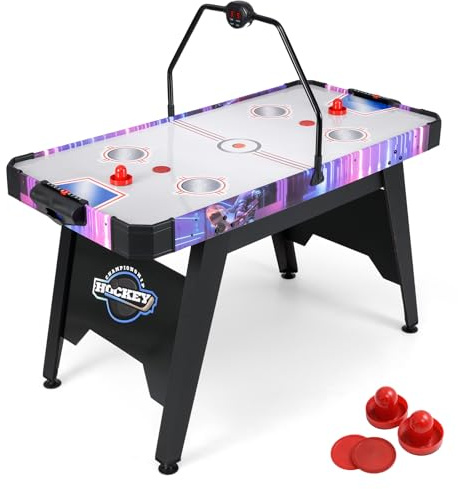 GOPLUS 54 Table Air Hockey Enfants et Adultes, Air Hockey Jeux avec Marqueur Digital, Marqueur Manuel, Moteur Puissant de 12V, 2 Palets et 2 Poussoirs, Multijeux(144x68x81CM)