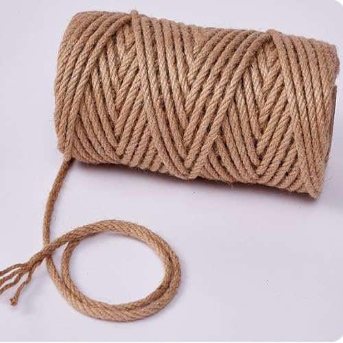 PULaif Corda di spago di Iuta, Corda di Iuta, Corda di Canapa Marrone da 6 mm/8 mm, 328 Piedi, for Giardinaggio, Artigianato, Confezioni Regalo, Graffi di Gatto(8mmx100m(328ft))