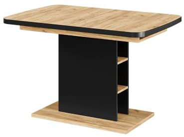 Vicco Esstisch Fenaro, Schwarz/Eiche, 120-160 x 80 cm | mit offenen Fächern, ausziehbar für variable Tischgrößenanpassung