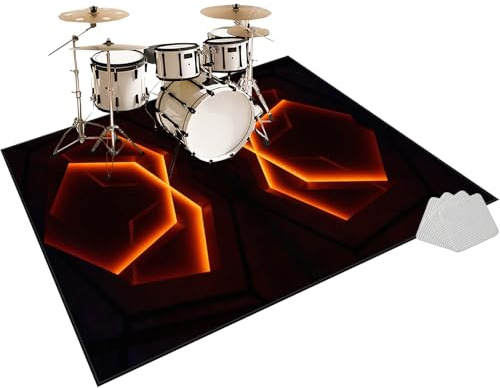 Fzamudng Schlagzeug Teppich, rutschfeste Trommel Teppiche, 140 x 120 cm Antivibrationsmatte, Schlagzeugteppich Drum Teppich, Elektronisch Snare Klavier Musikinstrumente Teppich, Schalldichte Teppich
