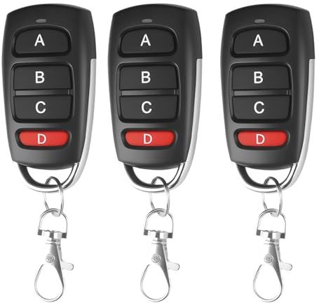 3 Pcs Universal Garagentoröffner Fernbedienung 433,92 MHz für Rollladenschalter, Funkfernbedienung Garagentor Klonen 4 Tasten Kompatibel mit 2262, 2260, HT12D, HT600 (50–100m)