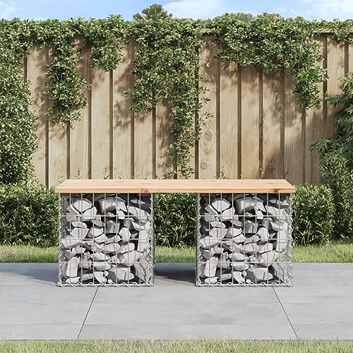 AJJHUUKI Garden Bench Gabion Design 103x44x42 cm Solid Wood Pine-Furniture,Outdoor Furniture,Outdoor Seating,Outdoor Benches