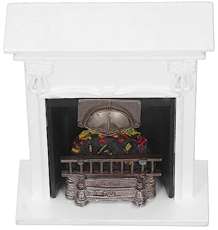 Hztyyier Cheminée de Maison de Poupée 1:12, Jouet Miniature Décoratif détaillé et Vif, Artisanat et Matériau Réalistes, Bouleau/Plastique, pour Collectionneurs de Maisons de Poupées