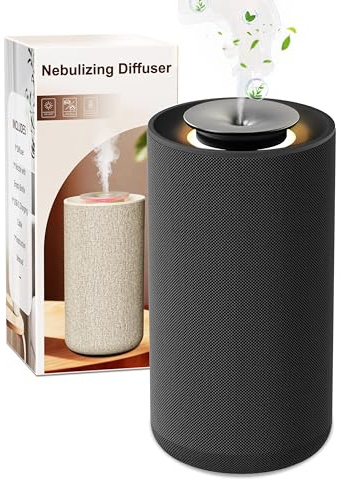 Diffuseur Huiles Essentielles sans Fil, Diffuseur sans Eau avec Lampe d'Ambiance 2 Niveaux Mode Continu Corps en Tissu Sortie Maison Ou Voiture Aromatherapie Diffusion Parfum sans