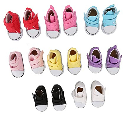 ZDETGU Dockskor för EXO 15 Cm/5,9 Tum & 20 Cm/7,9 Tum Dockor 8 par Olika Färger Plimsolls, Sneakers i Plasttyg för Dockdekoration, Finger Dance, DIY-pyssel