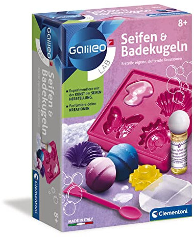Clementoni Galileo Lab Seifen und Badekugeln - Spielzeug für Kinder ab 8 Jahren mit bunten Seifen, duftender Badezusatz & sprudelnde Badebomben zum Selbstmachen von Clementoni 59013
