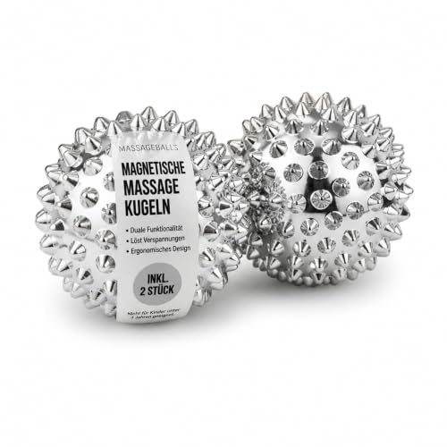 ATC Handels GmbH Magnet Massagekugeln – 2er-Set für Hände und Füße – zur Reflexzonenstimulation und Selbstmassage – Metallische Ausführung (3,2cm)