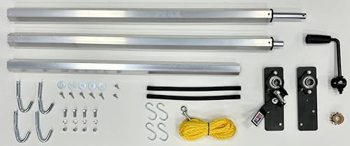 Hand Crank Tarp Roller Kit with Retention Bow for Dump Truck or Trailer with MESH TARP (7' W x 15' L)