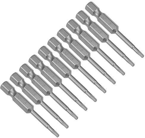 sourcing map Juego de 10 puntas de destornillador Torx magnéticas T8, vástago hexagonal de 1/4 pulgadas, longitud de 5 cm S2, seguridad a prueba de manipulaciones, juego de herramientas