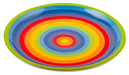 Hand Painted Rainbow Stripe Ceramic 21 cm Medium Plate