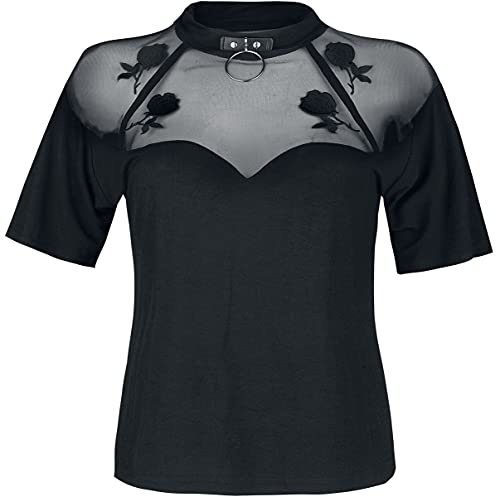 Jawbreaker Rose Garden Mesh Top Frauen T-Shirt schwarz Basics, Casual Wear, Rockwear