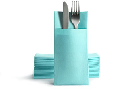 Alvotex CHIC Airlaid 50 Cutlery Napkins Cutlery Pockets, Fabric-like, Disposable Napkins, 39 x 40 cm, Mint Blue